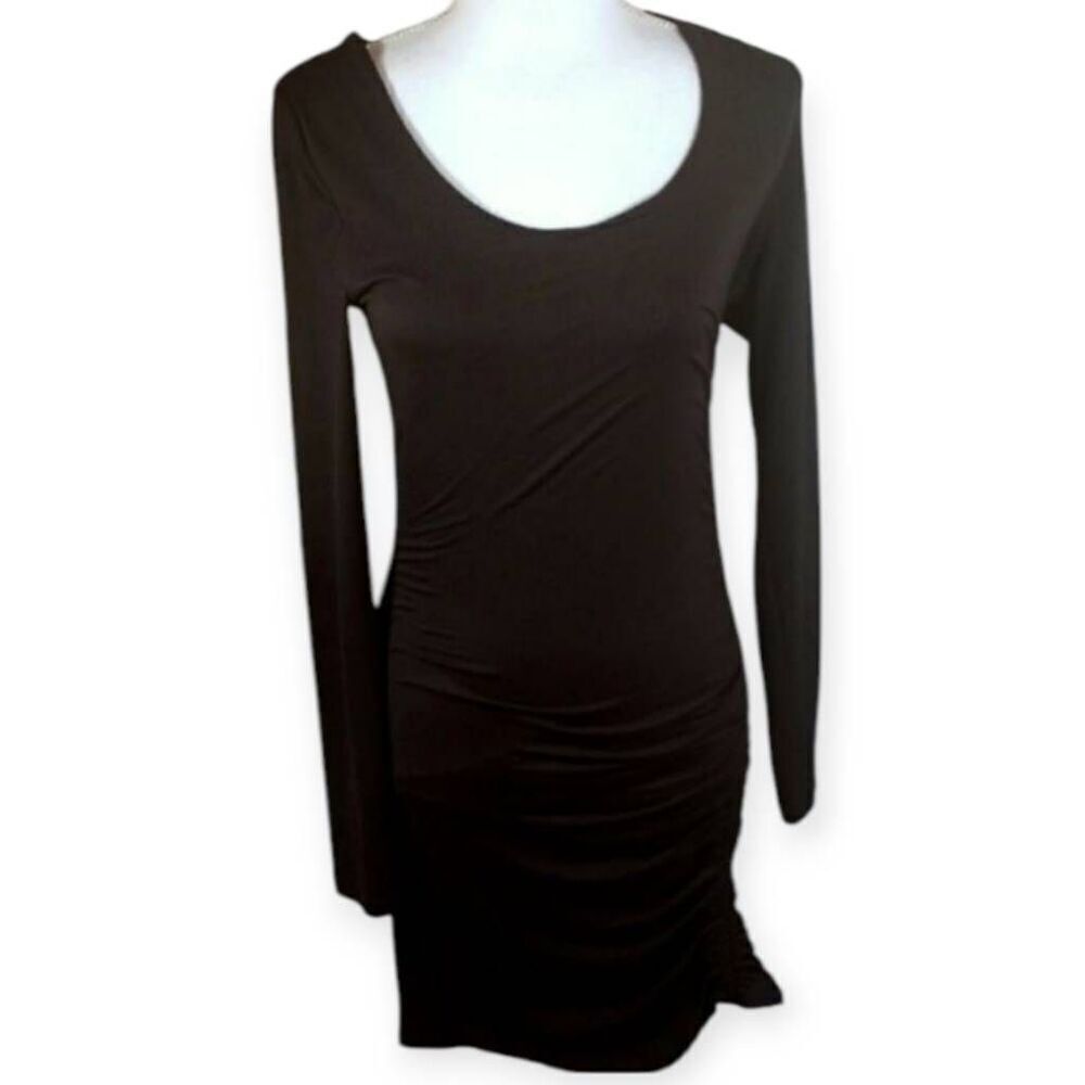 FOREVER 21 BLACK RUCHED DRESS SZ.M EUC